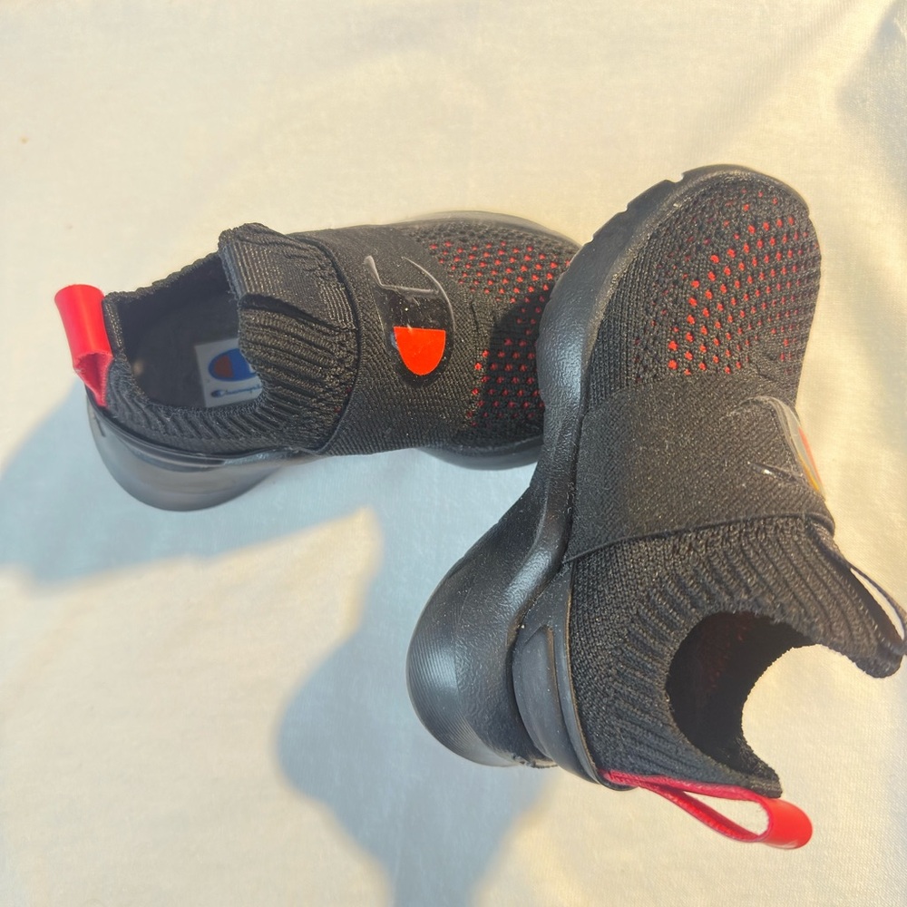 Kids Champion Black and Red Slip-On Shoes